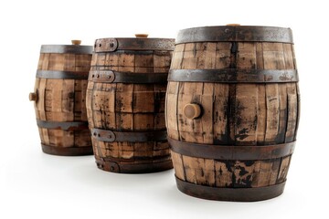 Fototapeta premium Barrels for Brewer , minimal, isolated on white background