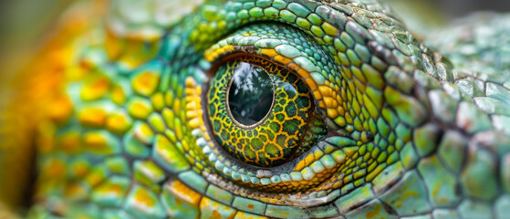 Obraz premium Head shot closeup of Green Crested Lizard
