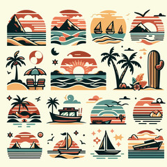 Summer palm tree and beach vintage background
