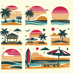 Summer palm tree and beach vintage background
