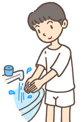 健康のイラスト - 手洗い・手指洗浄・ハンドウォッシュ・流水洗浄