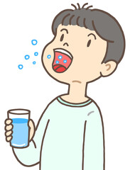 健康のイラスト - うがい・うがい薬・口腔ケア・咽頭ケア