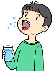 健康のイラスト - うがい・うがい薬・口腔ケア・咽頭ケア