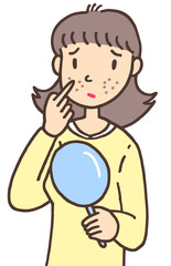 病気・疾患のイラスト - シミ・そばかす・肌荒れ・ニキビ・皮膚炎
