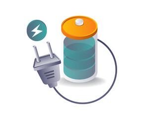 Electric Battery Charging Power flat illustration