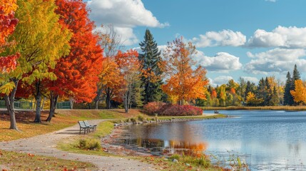 Obraz premium A Magnificent, Colorful Fall Day In Jacques Cartier Park