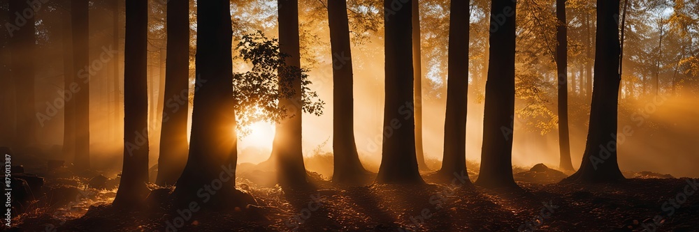 Poster A forest with trees in the foreground and background