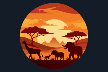 Safari Serenity Capture the majesty of the African savannah with a t-shirt design vector illustration 