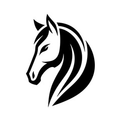 horse head  black silhouette vector design