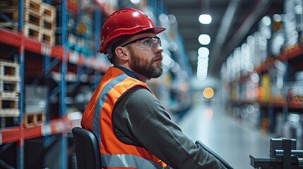 A logistics engineer programming an automated guided vehicle (AGV) for warehouse operations. The technology enhances efficiency and reduces labor costs.