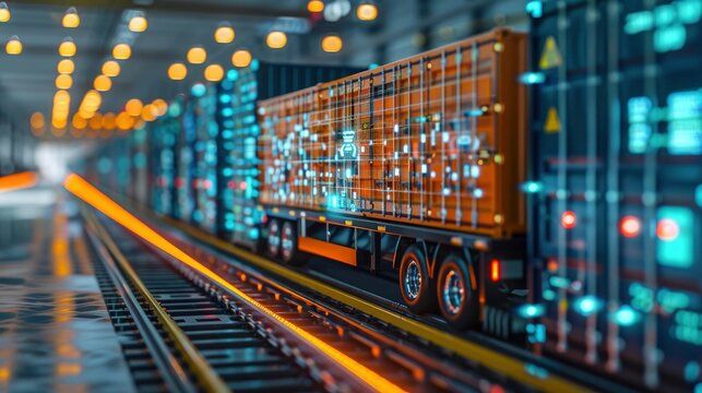 A close-up of a logistics software interface displaying real-time tracking and inventory data. The technology enhances visibility and control over the supply chain.