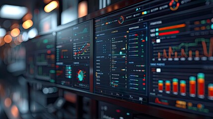 A close-up of a logistics software interface displaying real-time tracking and inventory data. The technology enhances visibility and control over the supply chain.