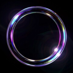 Abstract iridescent circle glowing against a dark background