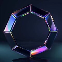 Abstract octagon shape with iridescent rainbow glow