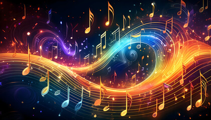 Obraz premium Musical notes on an abstract background