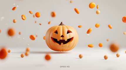 cute pumpkin with colorful candy 