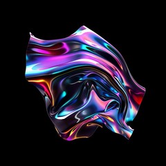 Obraz premium Abstract iridescent liquid shape on a black background