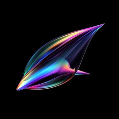 Abstract iridescent shape on black background