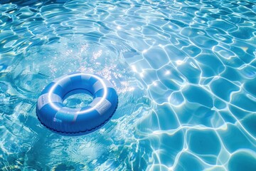 inflatable pool float on the clear blue water of a swimming pool under bright sunlight