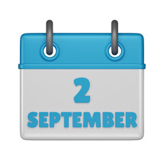 2 September calendar 3d icon