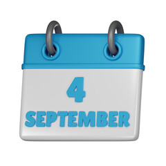 4 September calendar 3d icon