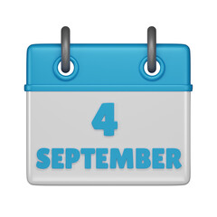 4 September calendar 3d icon