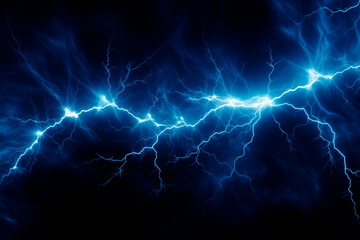 An abstract background showcasing blue lightning against a dark backdrop. The electric energy and striking light create a dramatic and intense visual effect, highlighting the power and dynamism of the