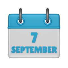 7 September calendar 3d icon