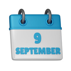9 September calendar 3d icon