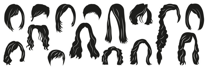 A collection of women's hairstyles of various forms. Wigs for creating different images.