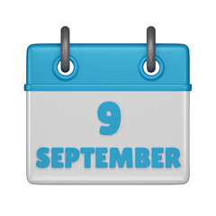 9 September calendar 3d icon