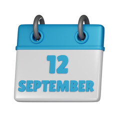 12 September calendar 3d icon