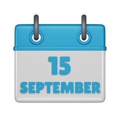 15 September calendar 3d icon
