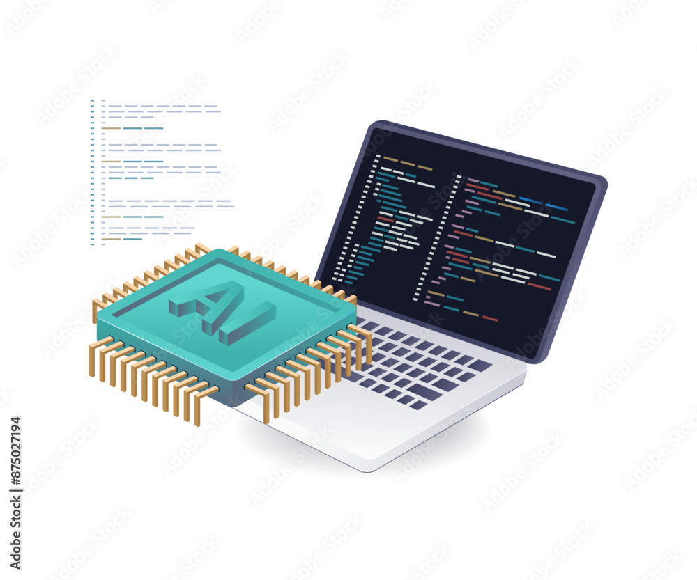 Fototapete Artificial intelligence in programming language data