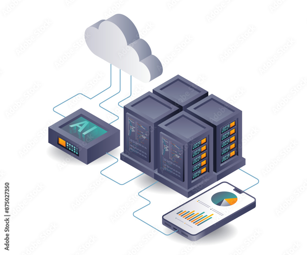 Leinwandbilder artificial intelligence data analysis in cloud server technology