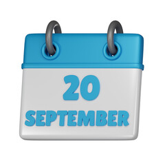 20 September calendar 3d icon