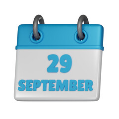 29 September calendar 3d icon