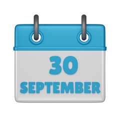 30 September calendar 3d icon