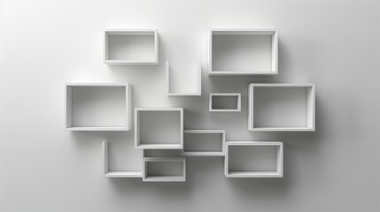 Modular Shelves ,minimal, isolate white background