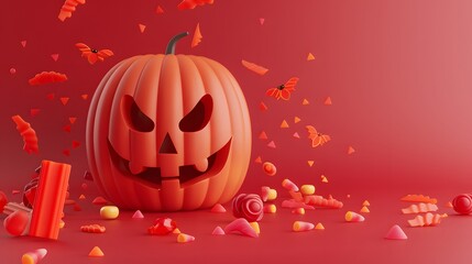 cute pumpkin with colorful candy 
