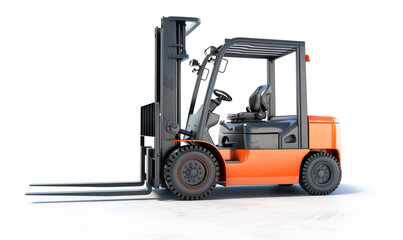 Powerful Yellow Forklift Truck Isolated on a White Background, Generative AI. 