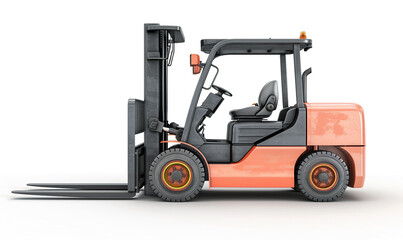 Powerful Yellow Forklift Truck Isolated on a White Background, Generative AI. 