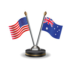 United States (USA) and Australia table flags relation with background transparent