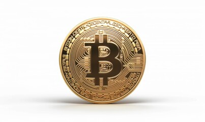 Bitcoin coin, minimalist design, centered on a white background, high detail, illustration background