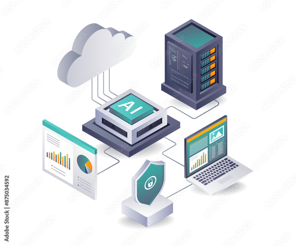 Aufkleber Artificial Intelligence Applications in Cloud Server Development