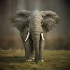 Fototapeta premium A wild elephant stand on the field 