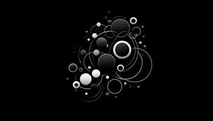 Abstract black background 6 for design and presentations with black and white circles and lines