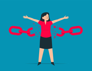 Person breaking chain freedom and liberty vector concept