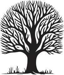 Obraz premium Finger Print Tree silhouette Vector Art, white background,