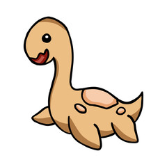 cute kawaii elasmosaurus dinosaur cartoon illustration